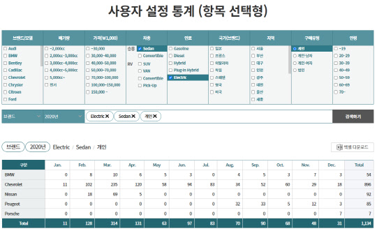 사용자설정통계 이미지.<한국수입자동차협회 제공>